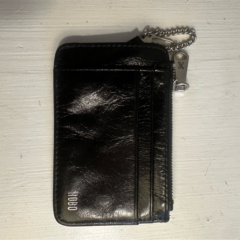 HOBO Black Leather Card Holder with Chain